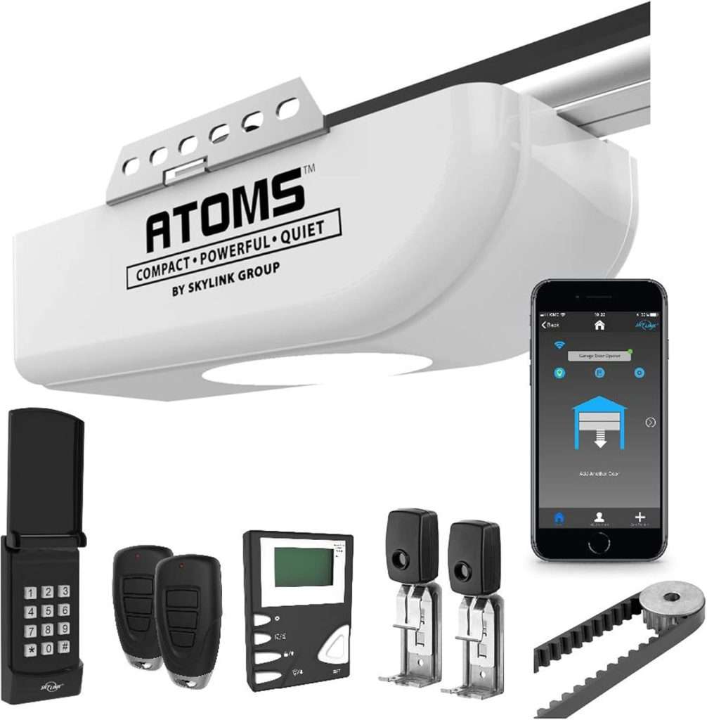 Skylink ATOMS smart garage door opener head unit with belt or chain options